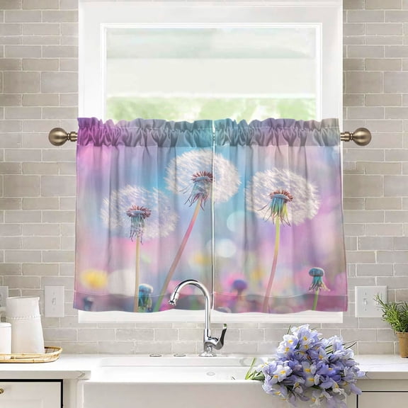 BZSMCE Set of 2 Pieces Kitchen Window Curtain Fashion Glimmering Dreams Printed 27x24in/27x36in