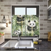 BZSMCE Set of 2 Pieces Kitchen Window Curtain Fashion Pandas Among Bamboo Bliss Printed 27x24in/27x36in