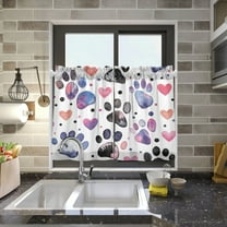 BZSMCE Set of 2 Pieces Kitchen Window Curtain Fashion Pawprints Of Love Printed 27x24in/27x36in