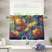 BZSMCE Set of 2 Pieces Kitchen Window Curtain Fashion Radiant Reflections Printed 27x24in/27x36in