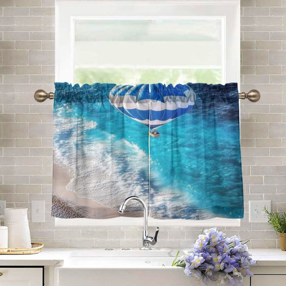 BZSMCE Set of 2 Pieces Kitchen Window Curtain Fashion Skyward Serenity Pattern 27x24in/27x36in