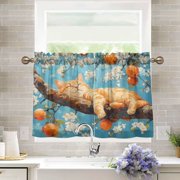BZSMCE Set of 2 Pieces Kitchen Window Curtain Fashion Sweet Dreams in Citrus Printed 27x24in/27x36in