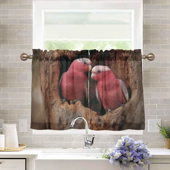 BZSMCE Set of 2 Pieces Kitchen Window Curtain Fashion Tree Hollow Nook Pattern 27x24in/27x36in