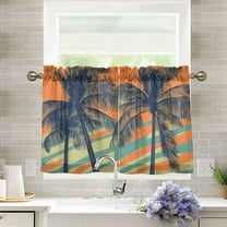 BZSMCE Set of 2 Pieces Kitchen Window Curtain Fashion Tropical Serenity Printed 27x24in/27x36in