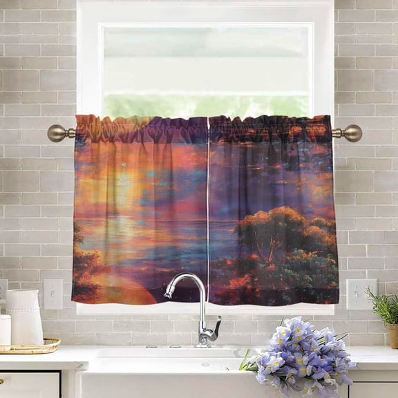 BZSMCE Set of 2 Pieces Kitchen Window Curtain Fashion Vibrant Panda Express Printed 27x24in/27x36in