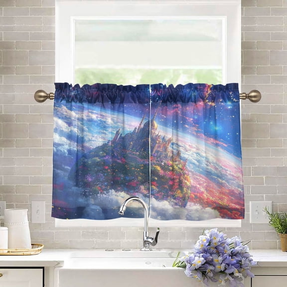 BZSMCE Set of 2 Pieces Kitchen Window Curtain Fashion Where Dreams Meet Reality Printed 27x24in/27x36in