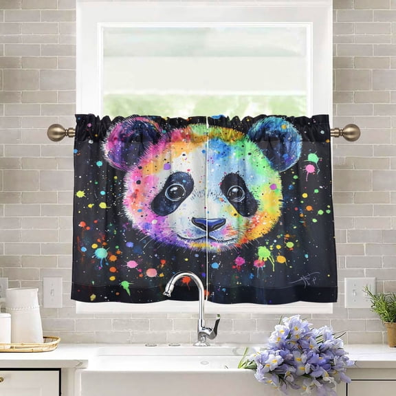 BZSMCE Set of 2 Pieces Kitchen Window Curtain Fashion Whimsical Panda Bliss Printed 27x24in/27x36in
