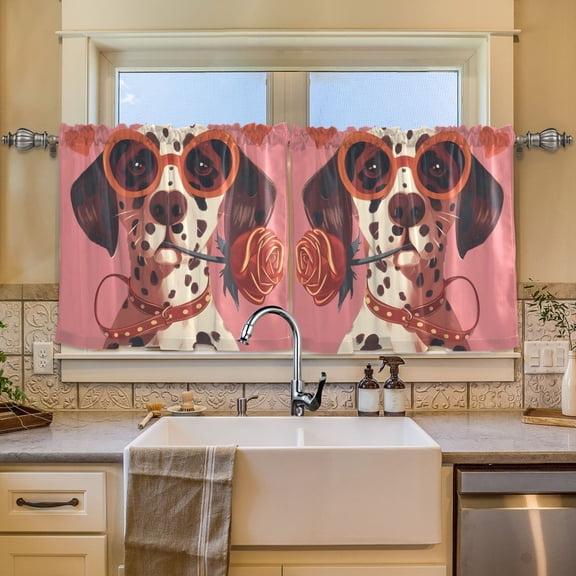 BZSMCE Set of 2 Pieces Window Curtains In Dalmatian Flower Pattern 57x24in/57x36in