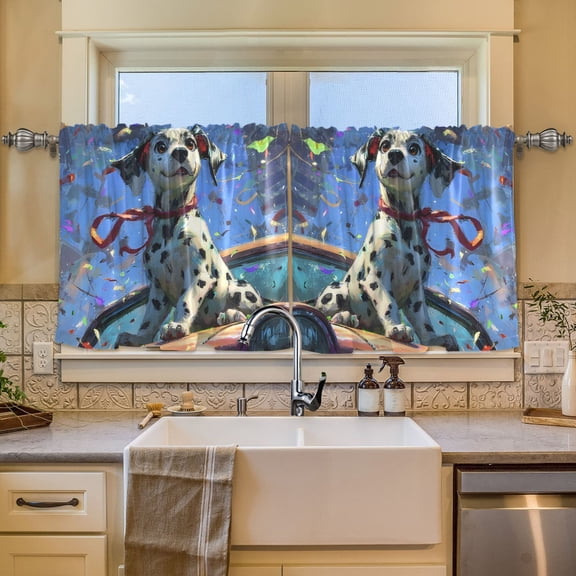 BZSMCE Set of 2 Pieces Window Curtains In Dalmatian Joyride Pattern 57x24in/57x36in