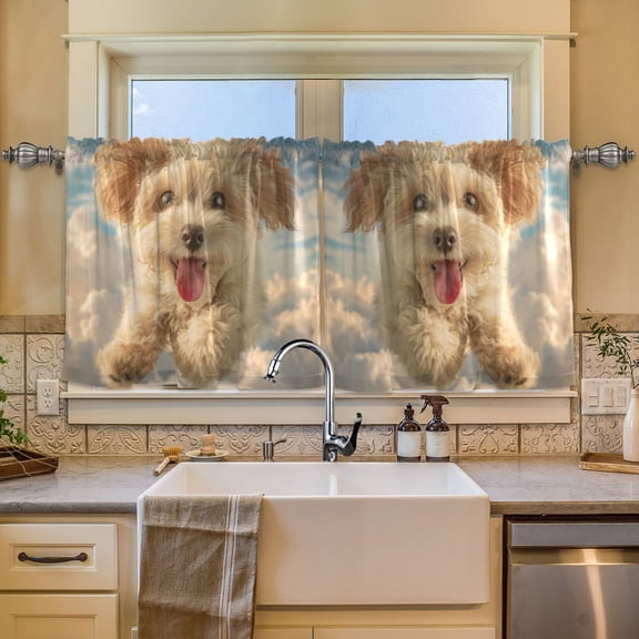 BZSMCE Set of 2 Pieces Window Curtains In Fluffy Cloud Curly Pup Pattern 57x24in/57x36in