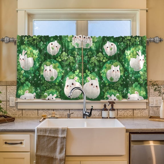 BZSMCE Set of 2 Pieces Window Curtains In Lucky Hops Pattern 57x24in/57x36in