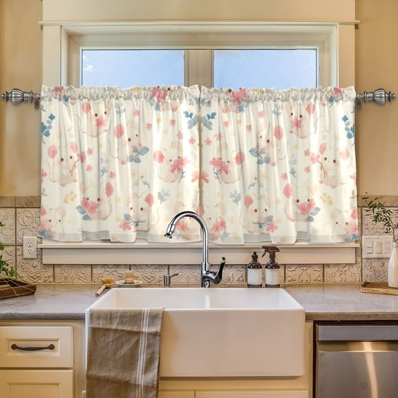 BZSMCE Set of 2 Pieces Window Curtains In Pale Mouse Pattern 57x24in/57x36in