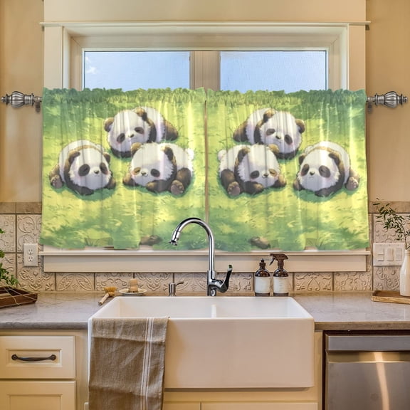 BZSMCE Set of 2 Pieces Window Curtains In Panda Meadow Nap Pattern 57x24in/57x36in
