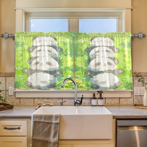 BZSMCE Set of 2 Pieces Window Curtains In Pandas Stack Pattern 57x24in/57x36in