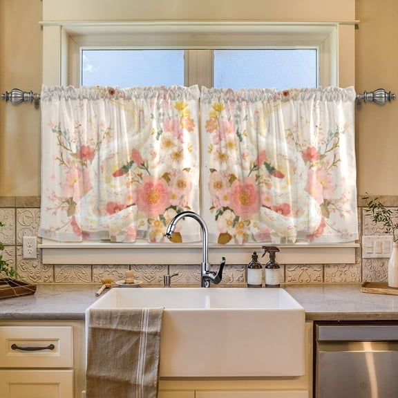 BZSMCE Set of 2 Pieces Window Curtains In Pink Serpent Pattern 57x24in/57x36in