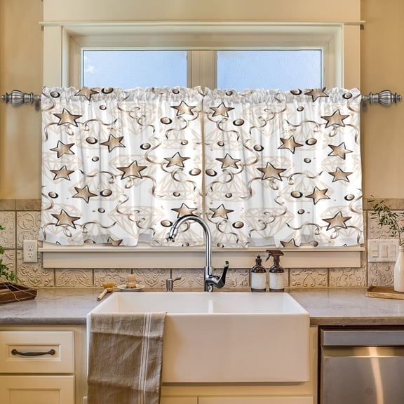 BZSMCE Set of 2 Pieces Window Curtains In Star Swirl Design Pattern 57x24in/57x36in