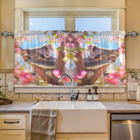 BZSMCE Set of 2 Pieces Window Curtains In Sunlit Koala Pattern 57x24in/57x36in