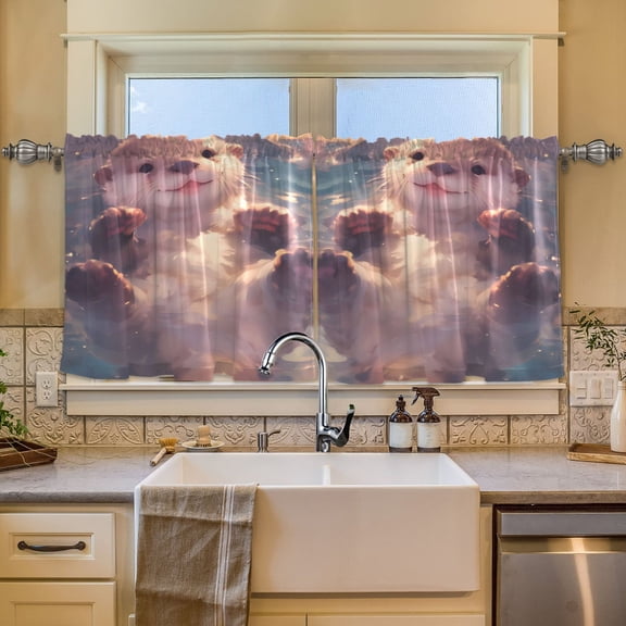 BZSMCE Set of 2 Pieces Window Curtains In Sunny Otter Pattern 57x24in/57x36in