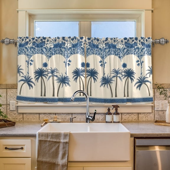 BZSMCE Set of 2 Pieces Window Curtains In Tree Tropical Pattern 57x24in/57x36in