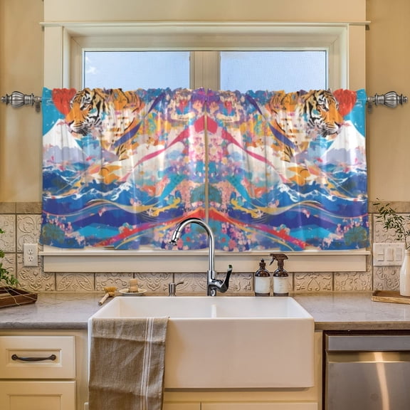BZSMCE Set of 2 Pieces Window Curtains In Vibrant Tige Pattern 57x24in/57x36in