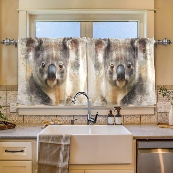 BZSMCE Set of 2 Pieces Window Curtains In Watercolor Koala Pattern 57x24in/57x36in