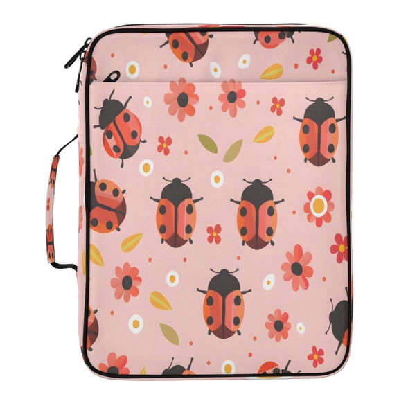 BZSMCE Seven-spotted Ladybug Flower Pattern Pattern Water-Resistant Filing Folder Binder Organizer Keeper 1.2 Inch 3-Ring 7-Pocket Expanding File