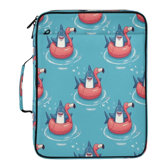 BZSMCE Shark Flamingo Swimming Circle Pattern Pattern Water-Resistant Filing Folder Binder Organizer Keeper 1.2 Inch 3-Ring 7-Pocket Expanding File