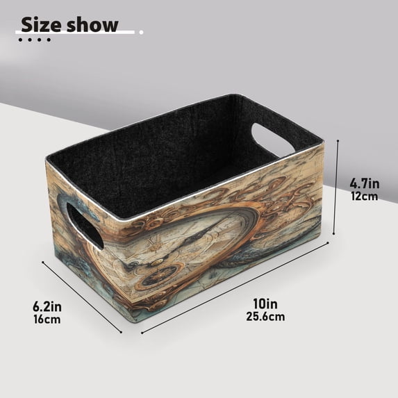 BZSMCE Shelf Baskets Antique Clock Pattern Pattern Storage Cube Bins 10.1*6.3*4.7in Set of 2