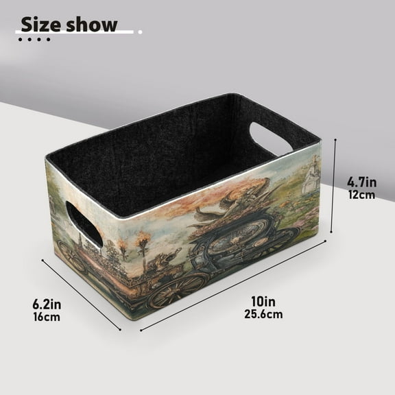 BZSMCE Shelf Baskets Art Steampunk Train Pattern Storage Cube Bins 10.1*6.3*4.7in Set of 2