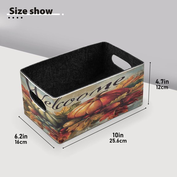 BZSMCE Shelf Baskets Autumn Pumpkin Pattern Pattern Storage Cube Bins 10.1*6.3*4.7in Set of 2