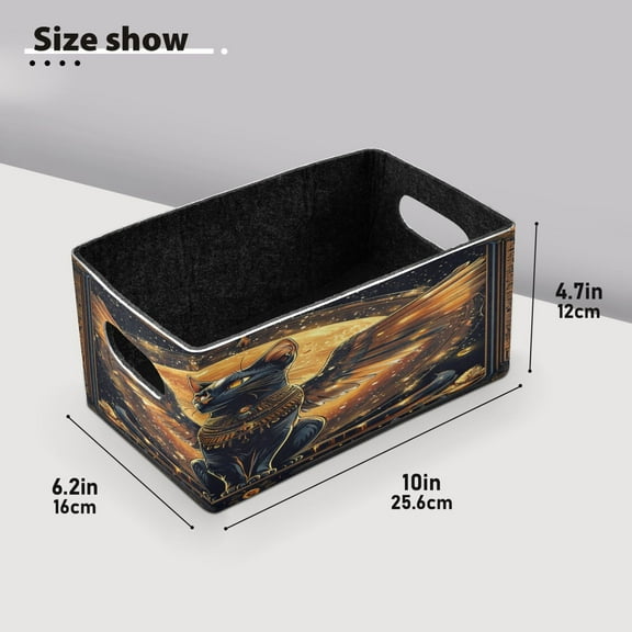 BZSMCE Shelf Baskets Black Wing Cat Pattern Storage Cube Bins 10.1*6.3*4.7in Set of 2