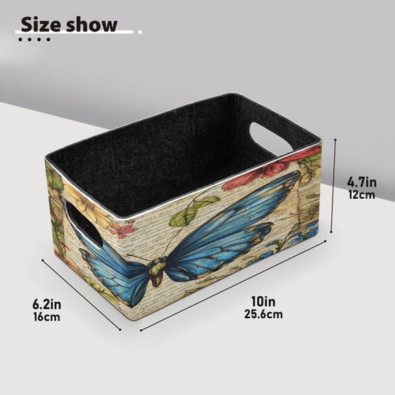 BZSMCE Shelf Baskets Blue Butterfly Pattern Pattern Storage Cube Bins 10.1*6.3*4.7in Set of 2