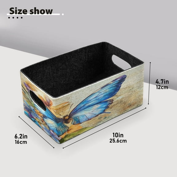 BZSMCE Shelf Baskets Blue Butterfly Printed Pattern Storage Cube Bins 10.1*6.3*4.7in Set of 2