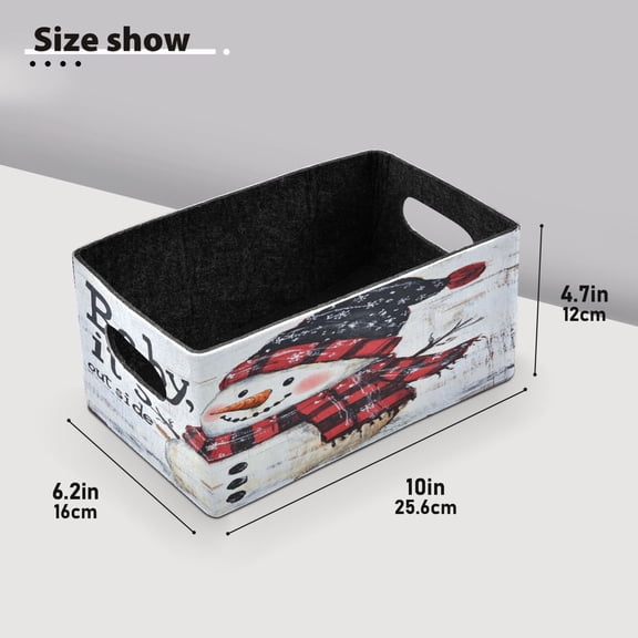 BZSMCE Shelf Baskets Blue Hats Snowman Pattern Storage Cube Bins 10.1*6.3*4.7in Set of 2
