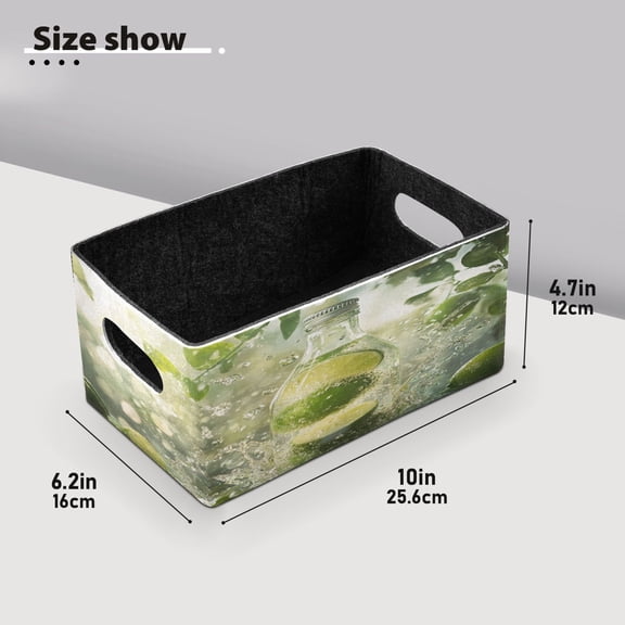 BZSMCE Shelf Baskets Bottle with Limes and Water Pattern Storage Cube Bins 10.1*6.3*4.7in Set of 2