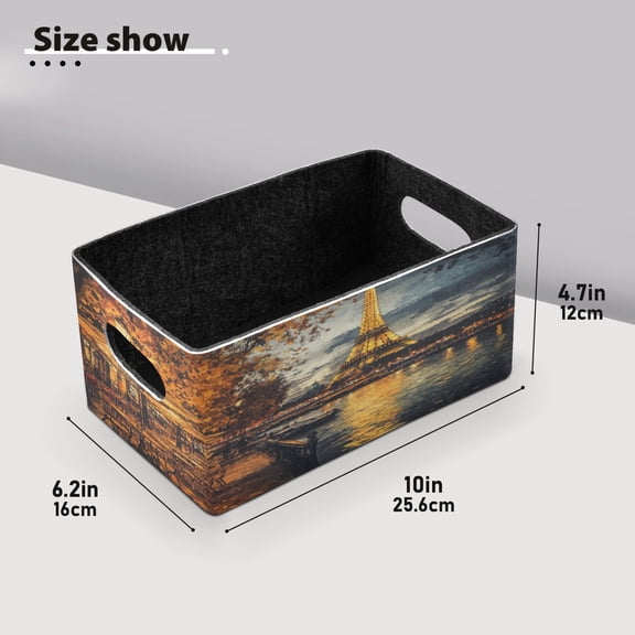 BZSMCE Shelf Baskets Cafe by Tower Evening Pattern Storage Cube Bins 10.1*6.3*4.7in Set of 2