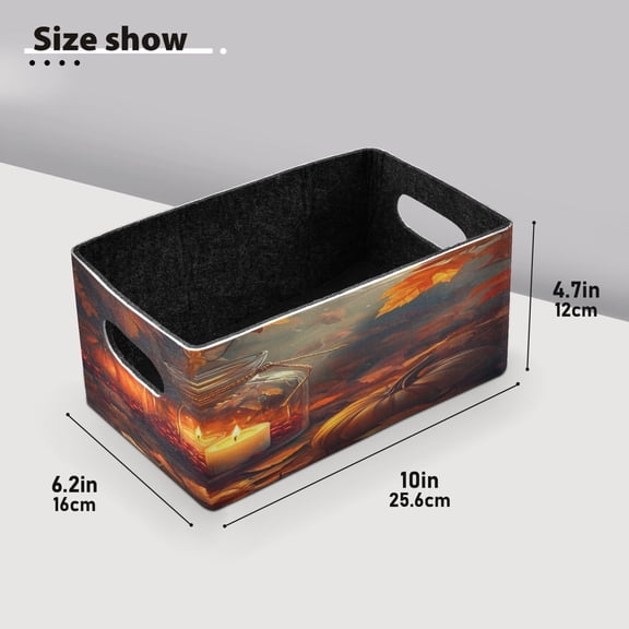 BZSMCE Shelf Baskets Candle in Autumn Setting Pattern Storage Cube Bins 10.1*6.3*4.7in Set of 2