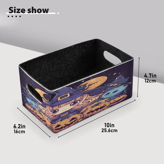BZSMCE Shelf Baskets Cartoon Anime Witch Pattern Storage Cube Bins 10.1*6.3*4.7in Set of 2