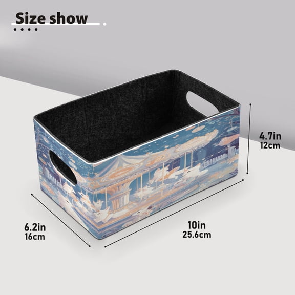 BZSMCE Shelf Baskets Cartoon White Fox Pattern Storage Cube Bins 10.1*6.3*4.7in Set of 2