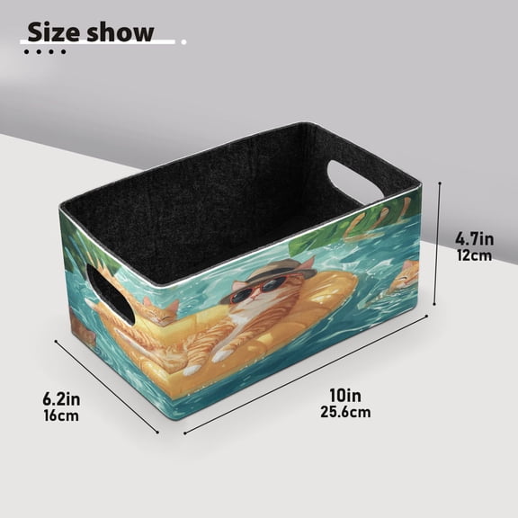 BZSMCE Shelf Baskets Cats Relaxing in Pool Pattern Storage Cube Bins 10.1*6.3*4.7in Set of 2