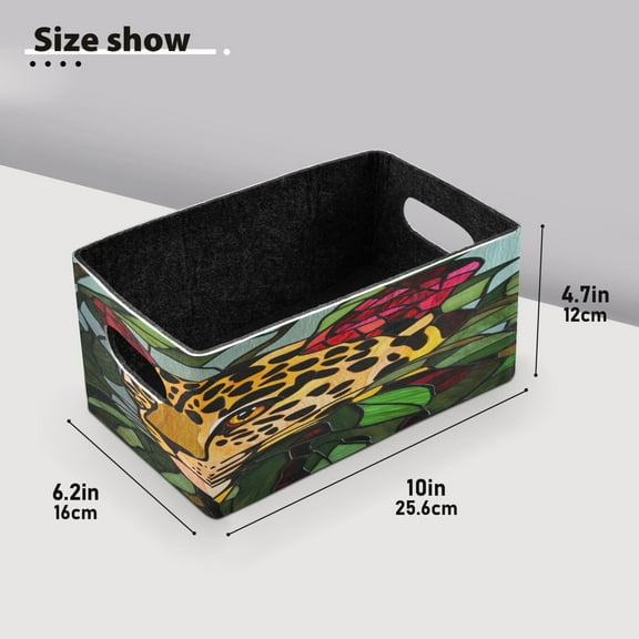 BZSMCE Shelf Baskets Christmas Leopard Print Pattern Storage Cube Bins 10.1*6.3*4.7in Set of 2