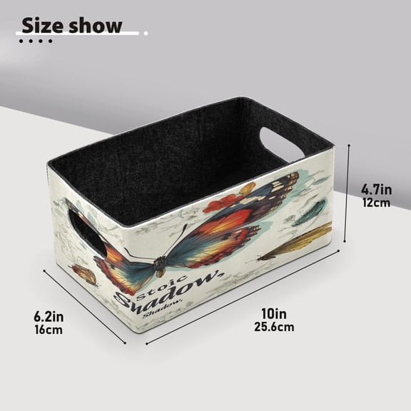 BZSMCE Shelf Baskets Colorful Butterfly Poster Pattern Storage Cube Bins 10.1*6.3*4.7in Set of 2