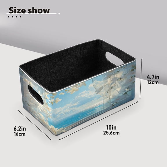 BZSMCE Shelf Baskets Curtains Flowers Ocean View Pattern Storage Cube Bins 10.1*6.3*4.7in Set of 2