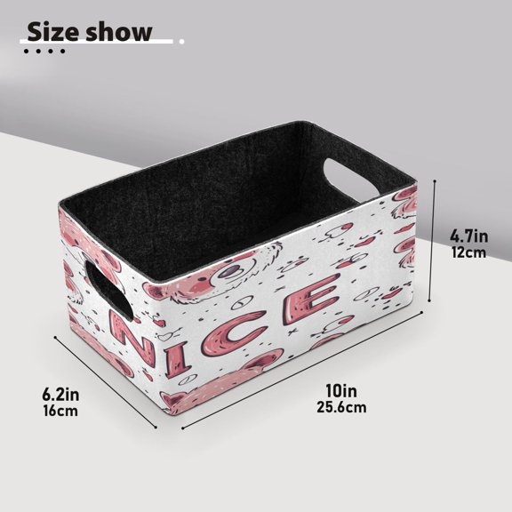 BZSMCE Shelf Baskets Cute Bear Stylized Pattern Pattern Storage Cube Bins 10.1*6.3*4.7in Set of 2