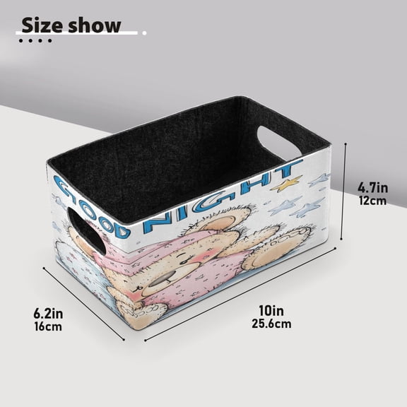 BZSMCE Shelf Baskets Cute Cartoon Bear Sleeping Pattern Storage Cube Bins 10.1*6.3*4.7in Set of 2