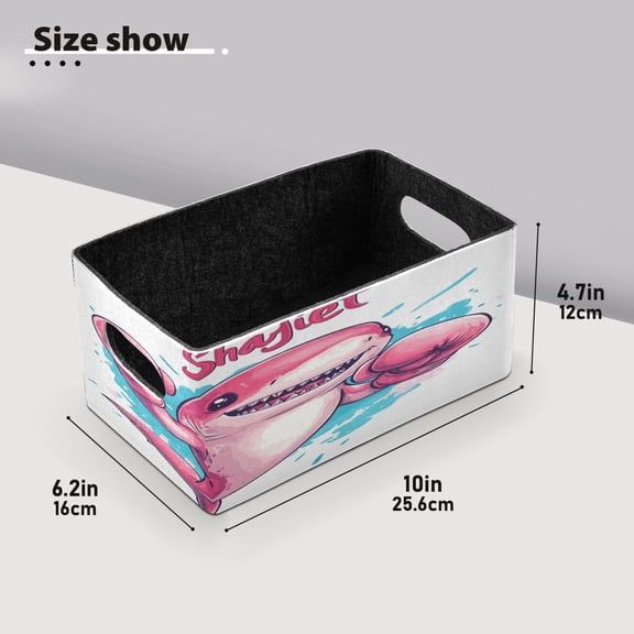 BZSMCE Shelf Baskets Cute Shark Pattern Storage Cube Bins 10.1*6.3*4.7in Set of 2