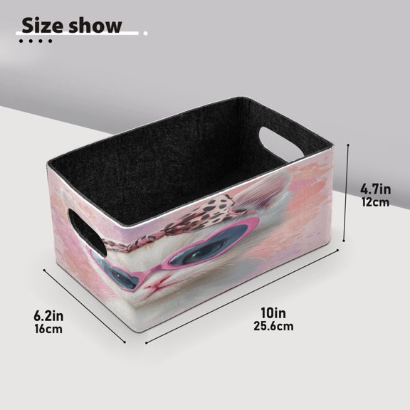 BZSMCE Shelf Baskets Cute White Cat Pattern Storage Cube Bins 10.1*6.3*4.7in Set of 2