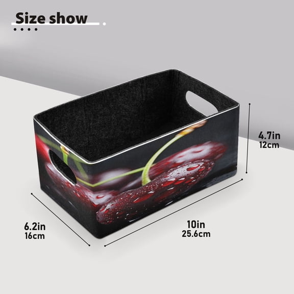 BZSMCE Shelf Baskets Dark Red Cherries Pattern Storage Cube Bins 10.1*6.3*4.7in Set of 2