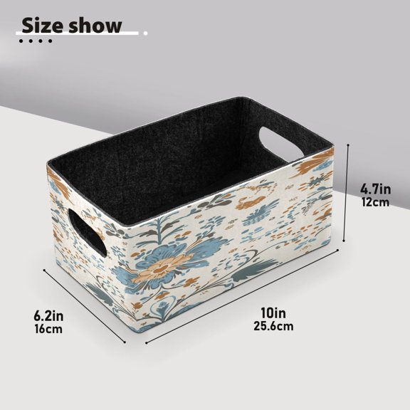 BZSMCE Shelf Baskets Design Blossom Art Print Pattern Storage Cube Bins 10.1*6.3*4.7in Set of 2
