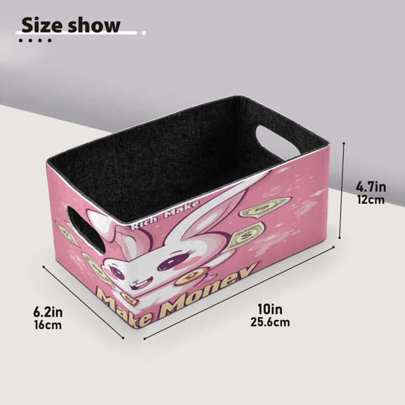 BZSMCE Shelf Baskets Dollar Rabbit Pattern Storage Cube Bins 10.1*6.3*4.7in Set of 2